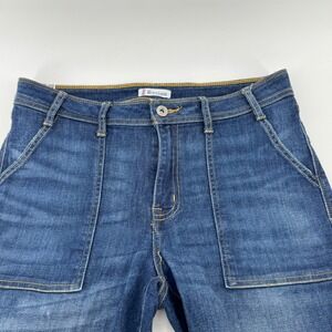 Morrison Trucker Night Moves Womens Blue Denim Jeans Cropped Raw Hem Size 30